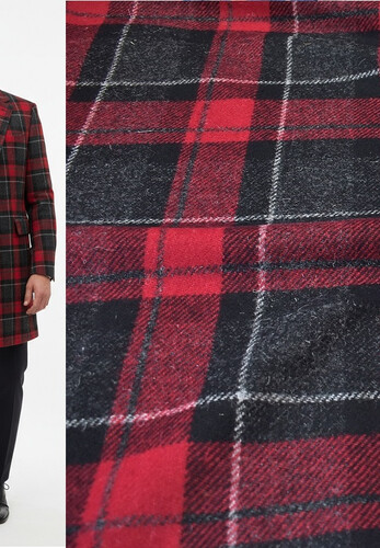 Шерсть костюмно-пальтовая красная крупная клетка