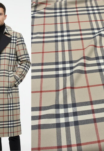 Кликните для увеличения изображения Двусторонняя двухслойная пальтовая шерсть дабл клетка burberry