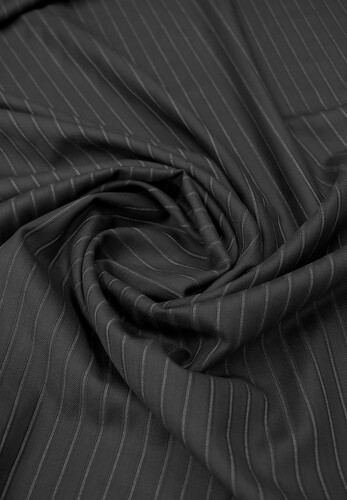 Костюмная ткань черная в белую полоску super 140 Baharive