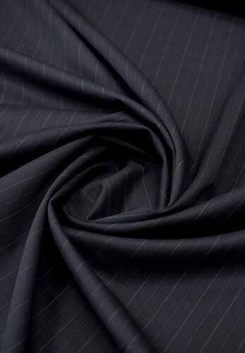Костюмная ткань черная в полоску super 140 Baharive