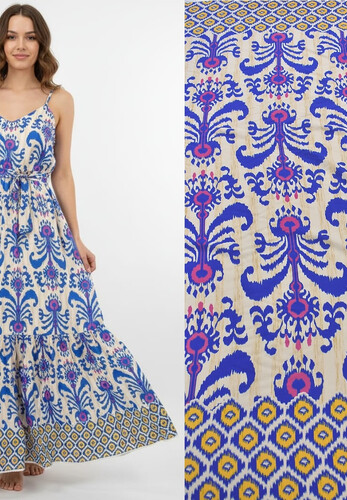 Плательно-блузочный штапель орнамент икат Etro Италия