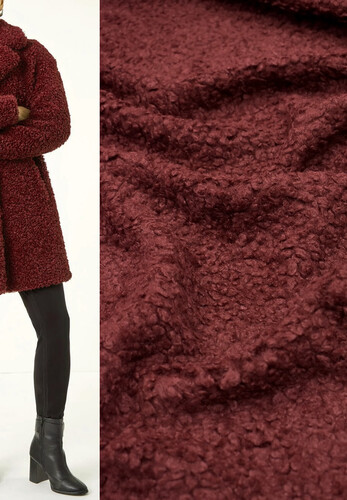 Мех тедди бордовый шерсть