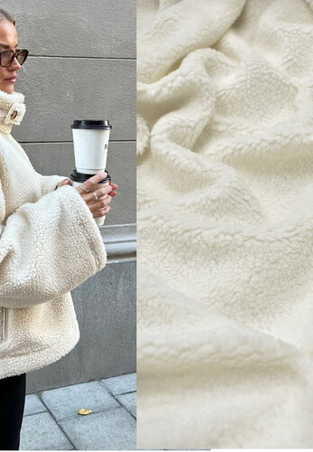 Мех тедди молочный