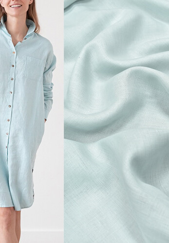 Лен мятный плательно-рубашечный тиффани Италия