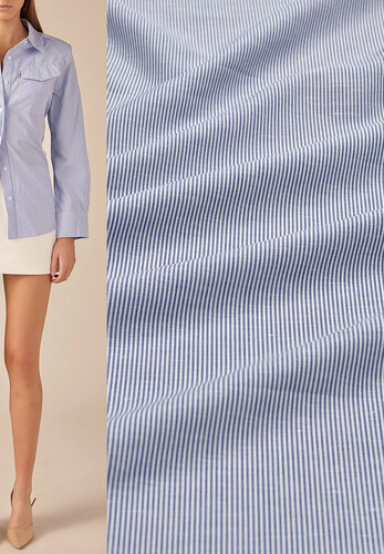 Кликните для увеличения изображения Хлопок плательно-рубашечный голубая полоска Италия