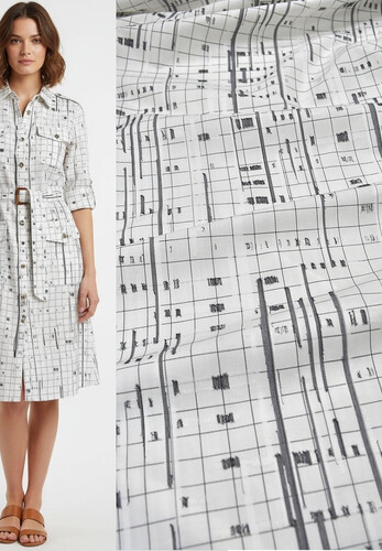 Лен рубашечно-плательный с вышивкой