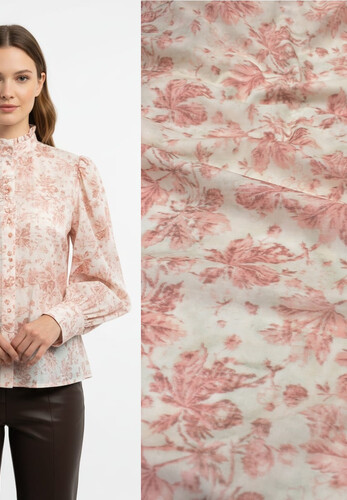 Хлопок плательно-рубашечный принт коралл Blumarine