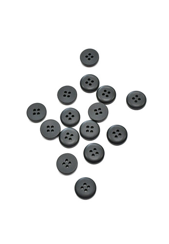 Пуговица пластик на прокол черная круглая гладкая глянец 12 мм