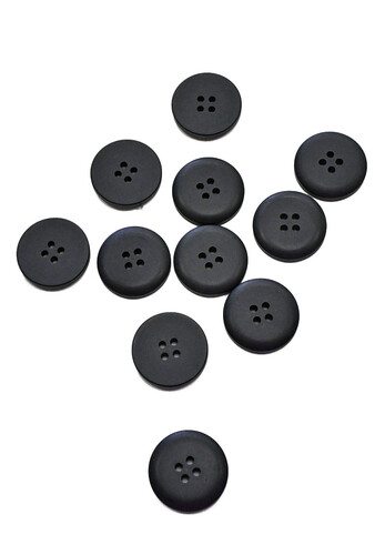 Пуговица пластик на прокол черная глянец круглая гладкая 25 мм