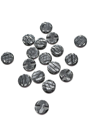 Пуговица пластик потайное ушко серая с резьбой круглая глянец 17 мм