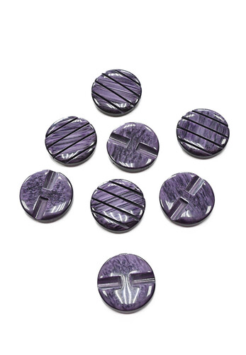 Пуговица пластик потайное ушко сиреневая с резьбой круглая глянец 28 мм