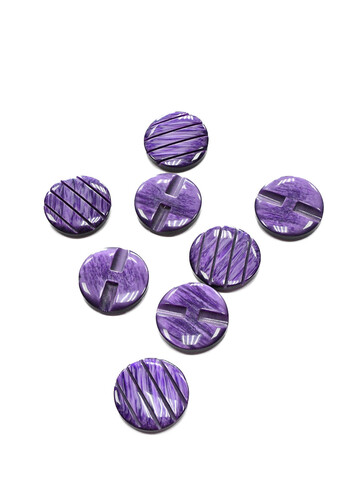 Пуговица пластик потайное ушко фиолетовая с резьбой круглая глянец 28 мм