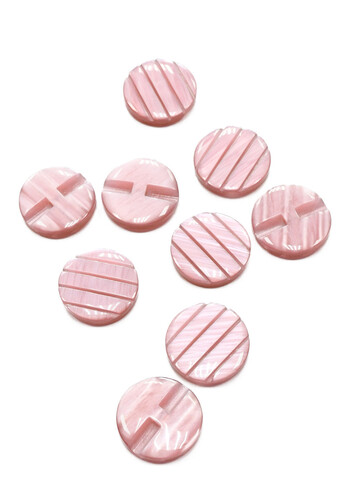 Пуговица пластик потайное ушко розовая с резьбой круглая глянец 28 мм