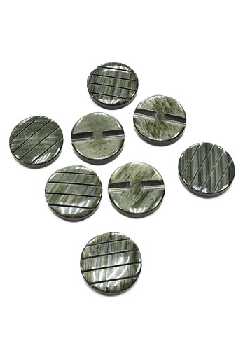 Пуговица пластик потайное ушко оливковая с резьбой круглая глянец 30 мм