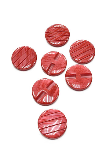 Пуговица пластик потайное ушко красная с резьбой круглая глянец 30 мм