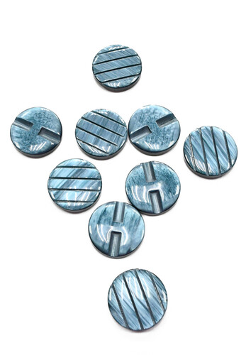 Пуговица смола потайное ушко голубая с резьбой круглая глянец 28 мм