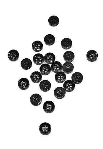 Пуговица пластик на прокол черная круглая гладкая глянец 10 мм American Eagle