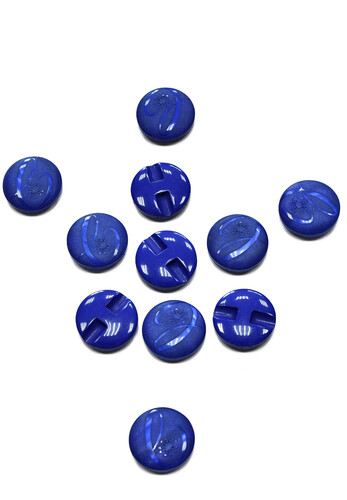 Пуговица пластик потайное ушко синяя с резьбой круглая 17 мм