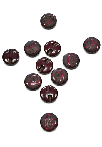 Пуговица пластик потайное ушко бордовая с резьбой круглая 17 мм