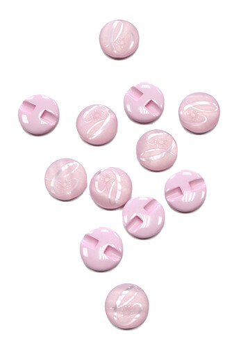 Пуговица пластик потайное ушко розовая с резьбой круглая 17 мм