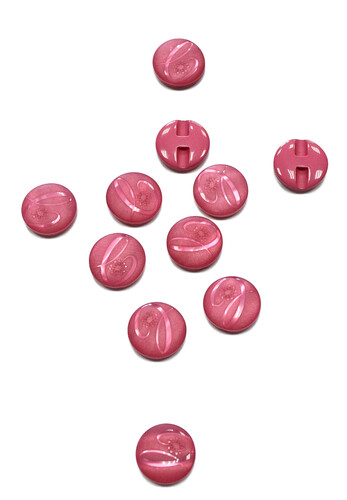 Пуговица пластик потайное ушко коралл с резьбой круглая 17 мм