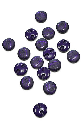 Пуговица пластик потайное ушко фиолетовая с резьбой круглая 17 мм