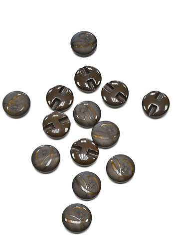 Пуговица пластик потайное ушко коричневая с резьбой круглая 17 мм