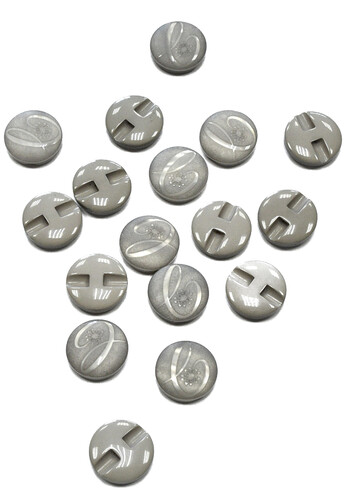 Пуговица пластик потайное ушко серая с резьбой круглая 17 мм