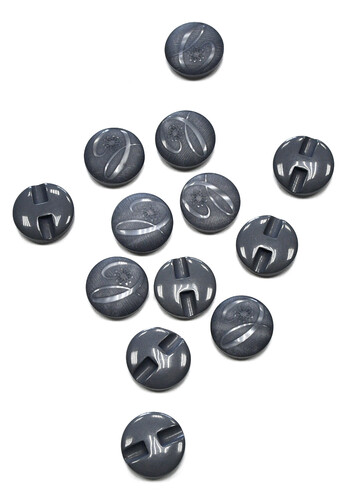 Кликните для увеличения изображения Пуговица пластик потайное ушко графит с резьбой круглая 17 мм