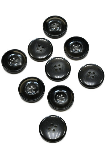 Пуговица пластик на прокол черная муар круглая гладкая 25 мм