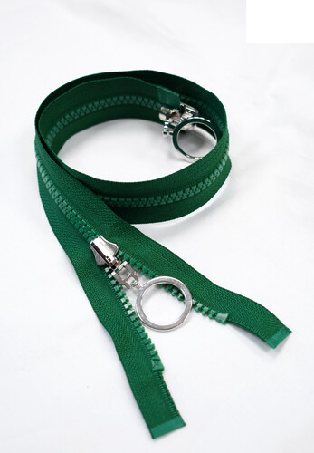 Молния зеленая трактор разъемная двухсторонняя перекидная два бегунка м5 50см (YKK-0941)