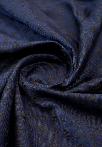 Шелковый жаккард костюмно-плательный синий мелкий узор