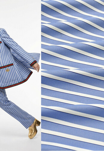 Шелковый жаккард костюмно-плательный голубая полоска