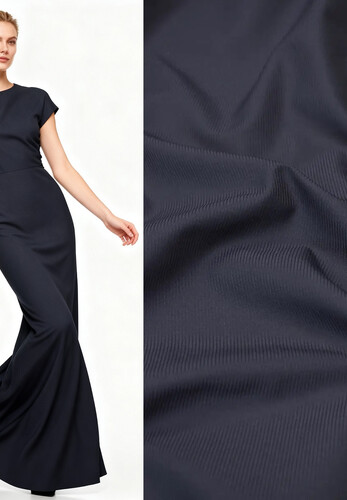 Шелк однотонный иссиня-черный в полоску