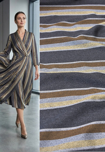 Кликните для увеличения изображения Итальянский костюмно-плательный шелк серая полоска