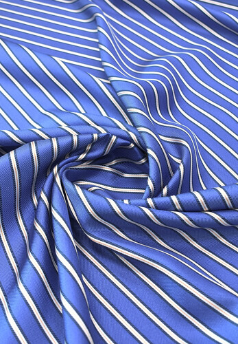 Шелковый жаккард в полоску голубого цвета