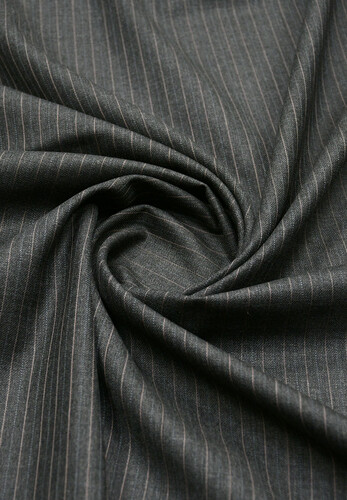 Костюмная ткань серая меланж в полоску super 140 Baharive