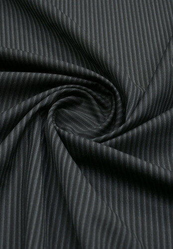 Костюмная ткань черная в полоску super 140 Baharive