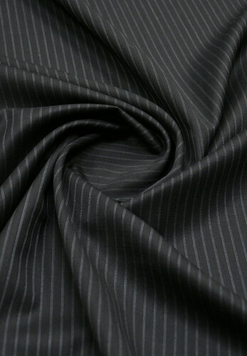 Ткань костюмно-плательная шерсть черная в полоску super 140 Baharive