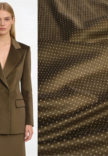 Хлопковый костюмный коричневый бархат в мелкий горошек Versace