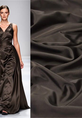 Атлас дюшес коричневый натуральный шелк Gianfranco Ferré