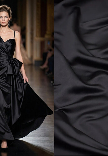 Атлас дюшес черный натуральный шелк Gianfranco Ferré