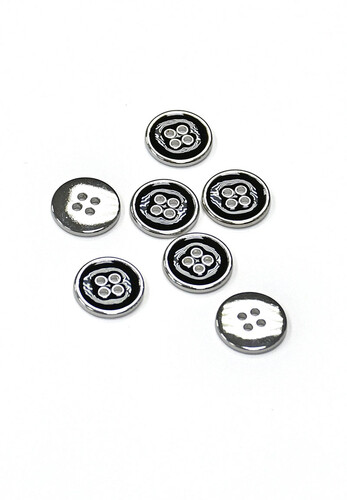 Пуговица классика серебро черный 15 мм