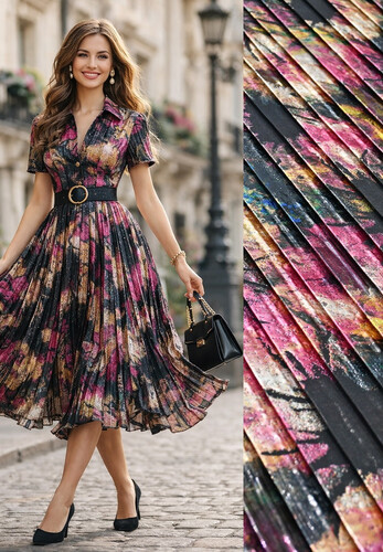 Ткань Плиссе жаккардовая двусторонняя с рисунком