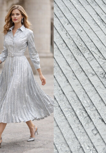 Ткань Плиссе серая с серебром