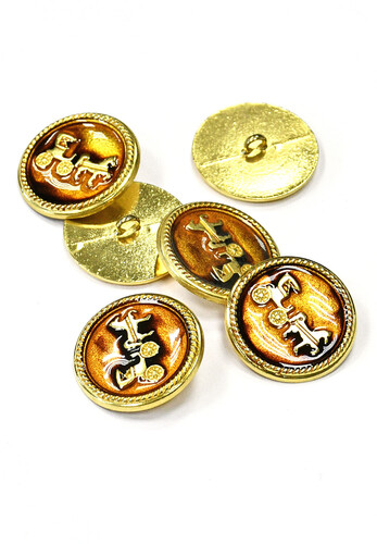 Пуговицы золотистые металл эмаль стразы Hermes 28мм