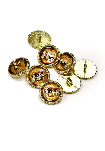 Пуговицы золотистые металл эмаль стразы Hermes 18мм