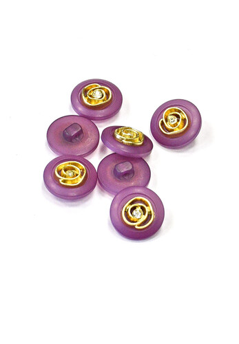 Пуговица пластик фиолетовая с розой 18 мм
