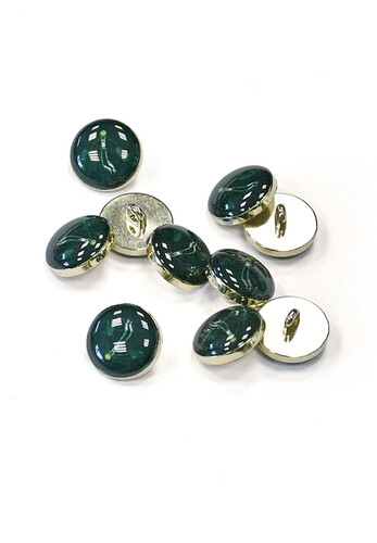 Пуговица пластик темно-зеленая с золотом 13 мм