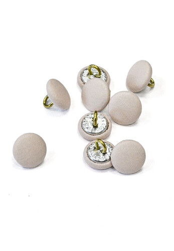 Пуговица светло-бежевая текстиль металл Astor 12 мм